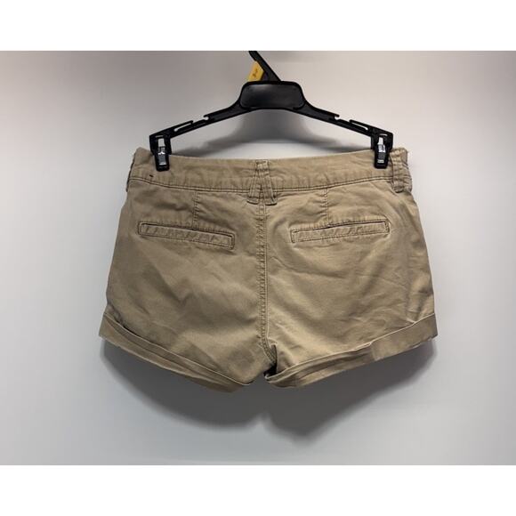 Aeropostale Flat Front Chino Midi Shorts Khaki Brown 3" Inseam Mid Rise Size 2 - Picture 2 of 5